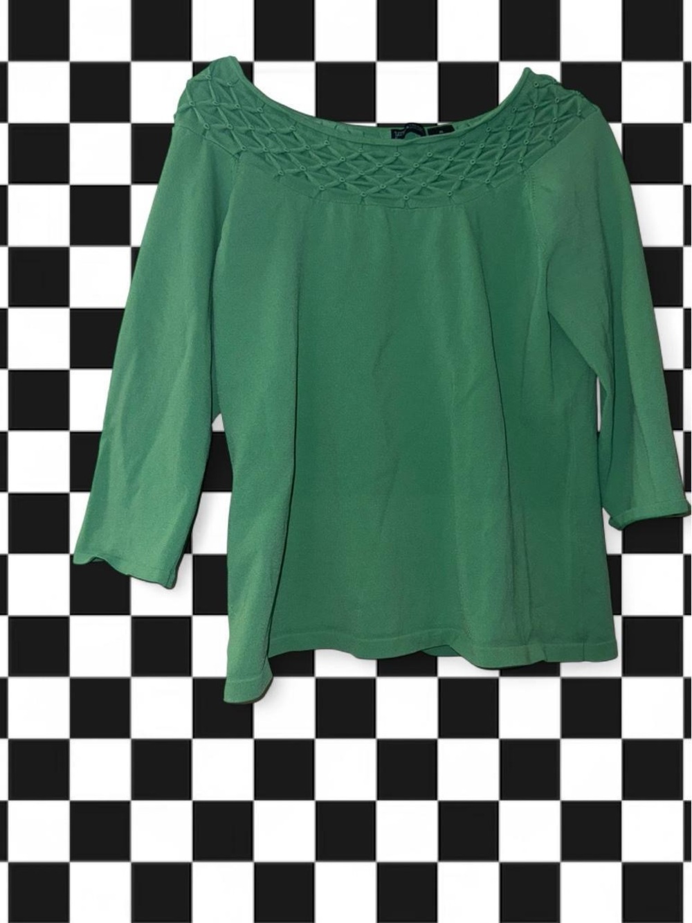 Y2K 3/4 sleeve  Green Women's Sweater Blouse